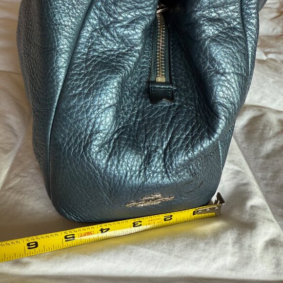 Coach Lexy Shoulder Bag Pebble Leather Metallic Blue - Picture 12 of 15